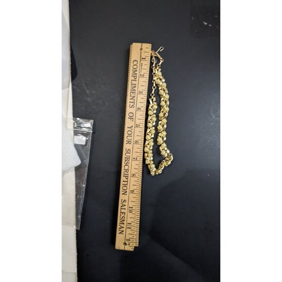 Vintage Coro Necklace gold tone flowers forget me knot leaves choker 15" - Picture 5 of 10